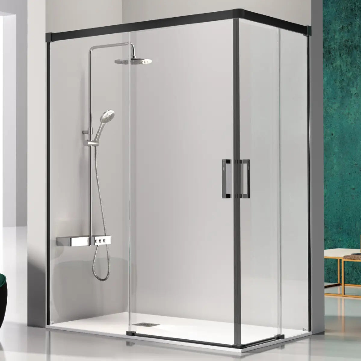 MAMPARA DE DUCHA ANGULAR-GALSE-NEGRO MATE