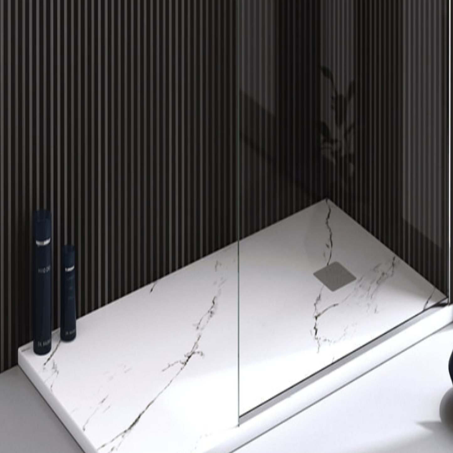 Plato de ducha Stone Quartz Becrisa, color Carrara, calidad premium, antideslizante, antibacteriano, duradero y ligero, Errefe Home