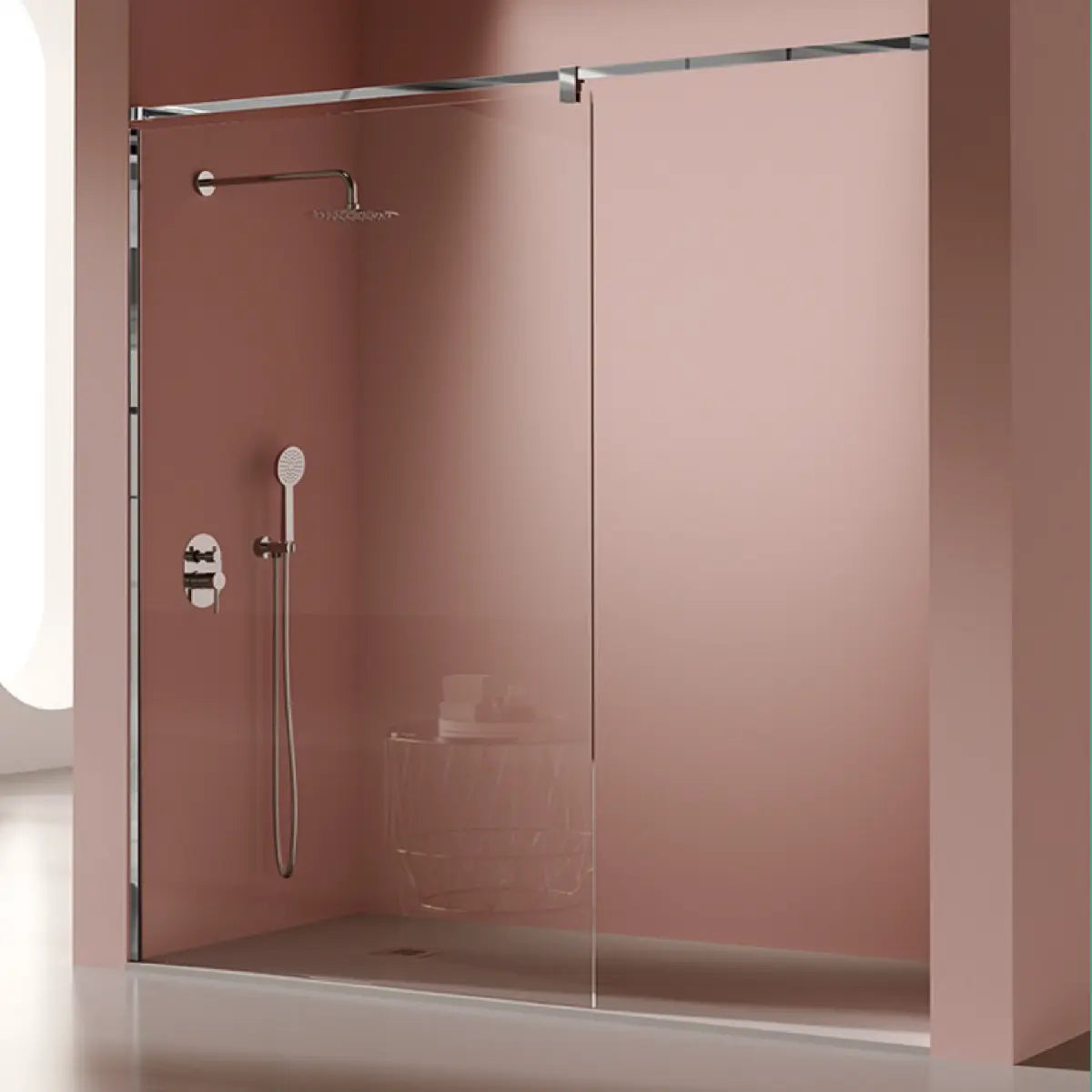 Mampara de ducha Fresh Salomon Kassandra, vidrio fijo con barra, perfil inox brillo, estilo elegante y duradero, Errefe Home