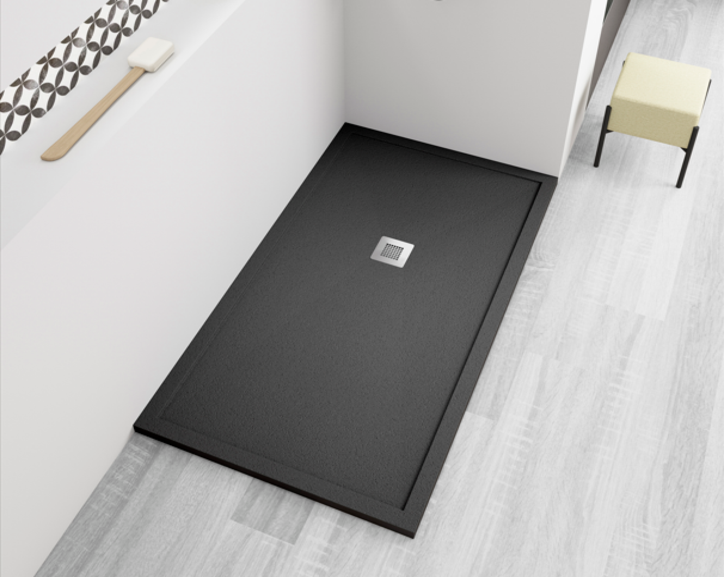 Plato de ducha Gel Coat Avila Becrisa, color antracita, duradero, antideslizante y moderno, Errefe Home