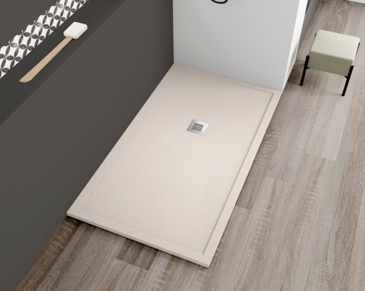 Plato de ducha Gel Coat Avila Becrisa, color beige, duradero, fácil de limpiar y elegante, Errefe Home