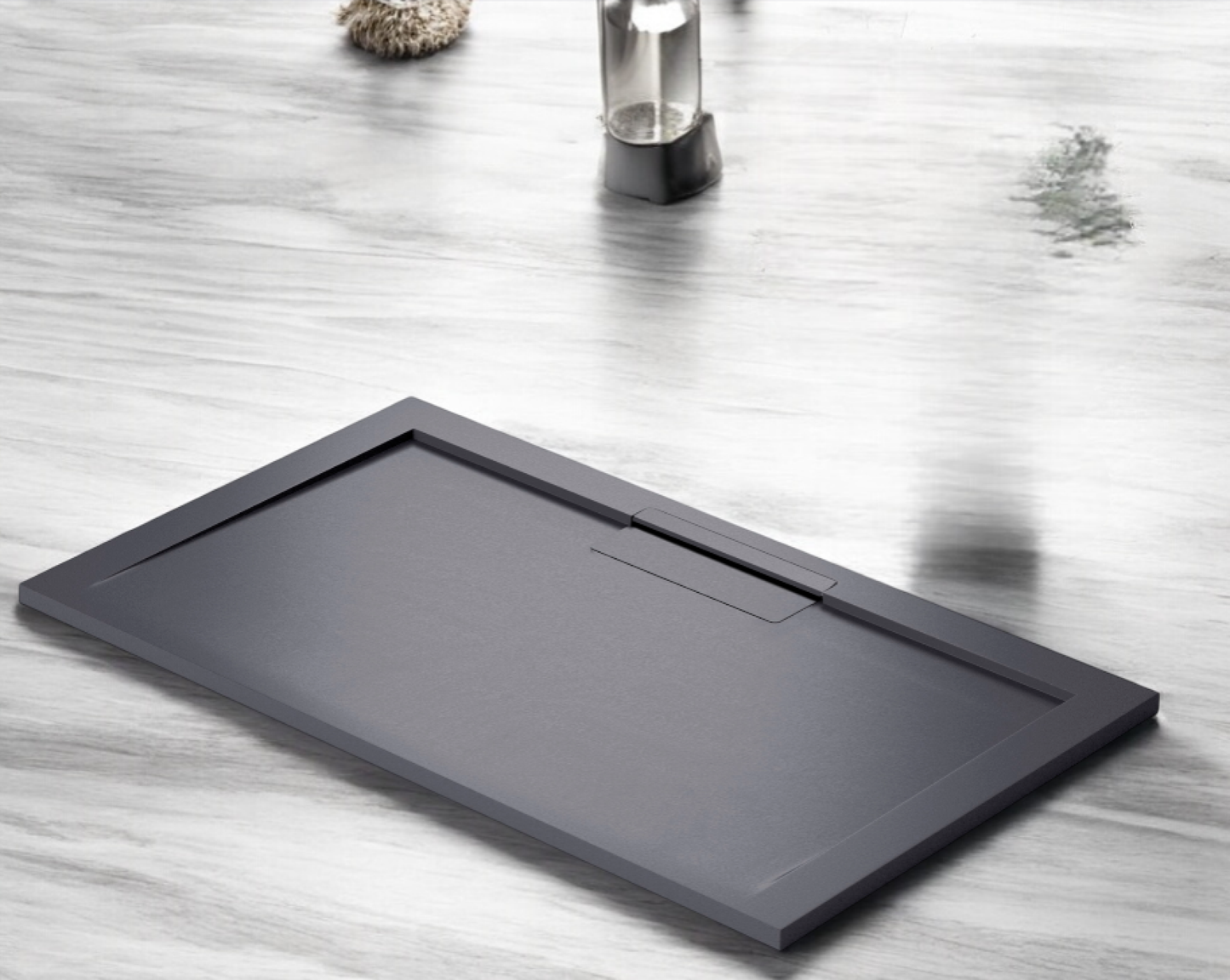 Plato de ducha Stone Quartz Valentia Becrisa, color antracita, premium, duradero y sofisticado, Errefe Home