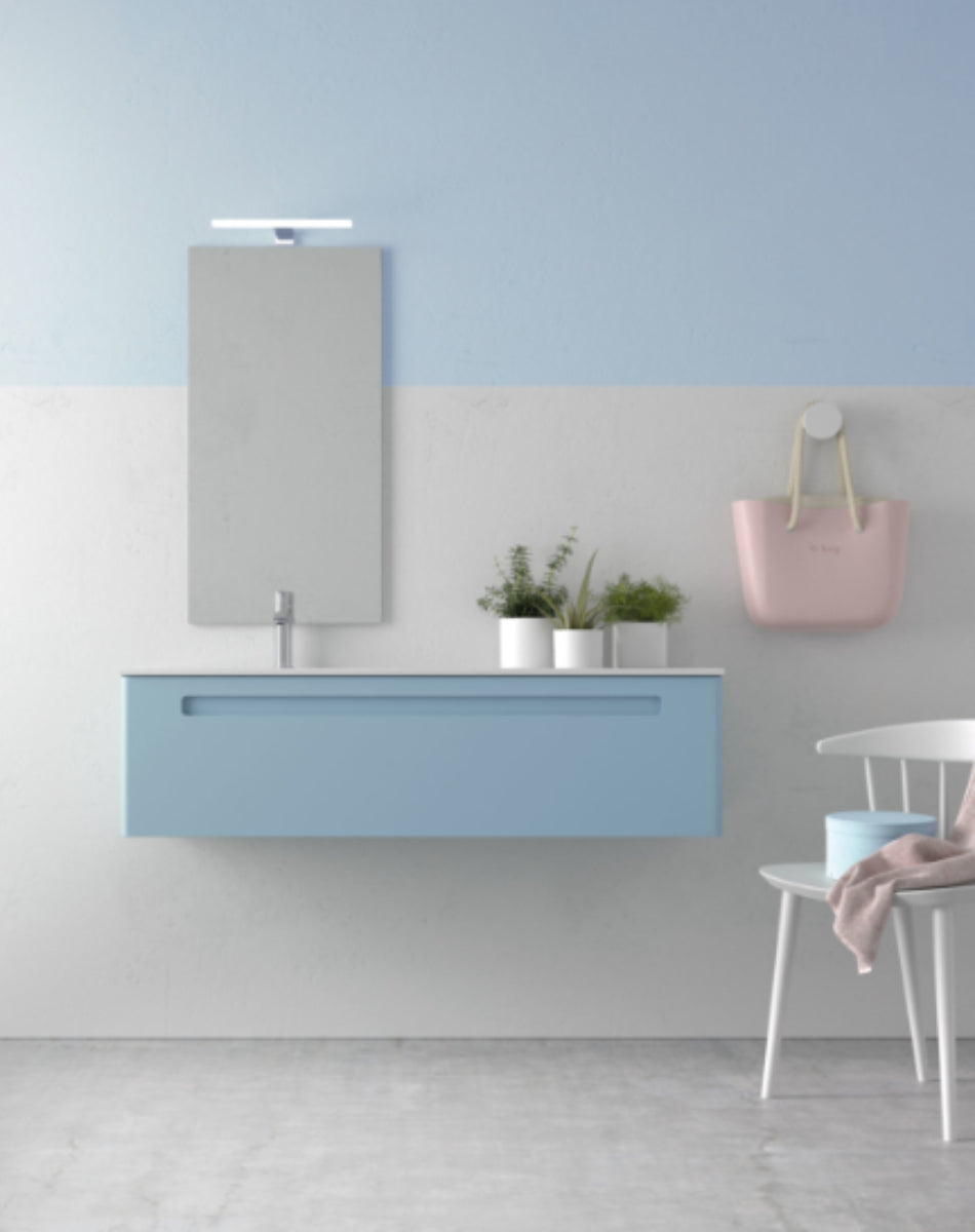 Mueble baño Advance a medida 1 cajón suspendido lavabo desplazado Avila Dos Errefe Home