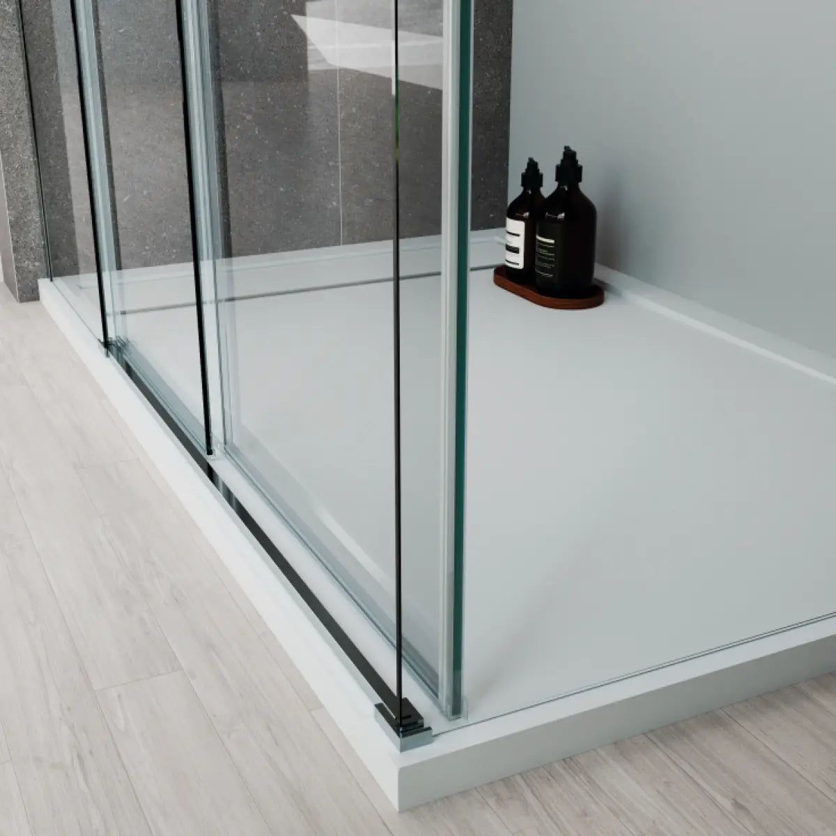 Perfil inferior para mampara de ducha Treviño perfil en negro mate, resistencia y diseño moderno, Errefe Home