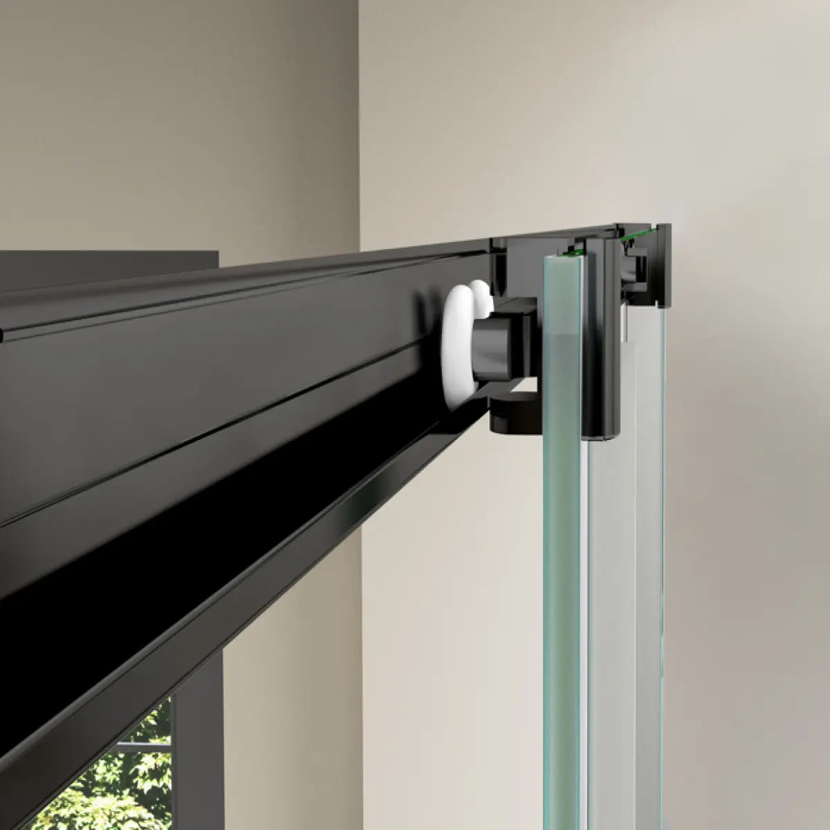 Rodamiento superior mampara de ducha Tokio Becrisa, acabado negro mate, diseño equilibrado, Errefe Home