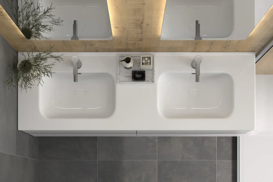 Lavabo de porcelana vitrificada de 2 senos color blanco - AvilaDos - Errefe Home