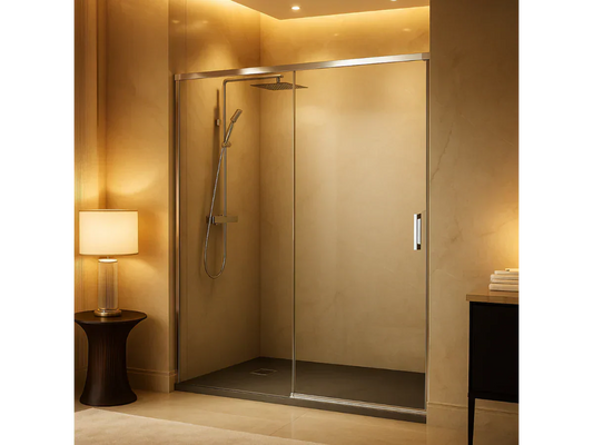 Mampara de ducha frontal con puerta corredera Yaiza Cromo de Errefe Home