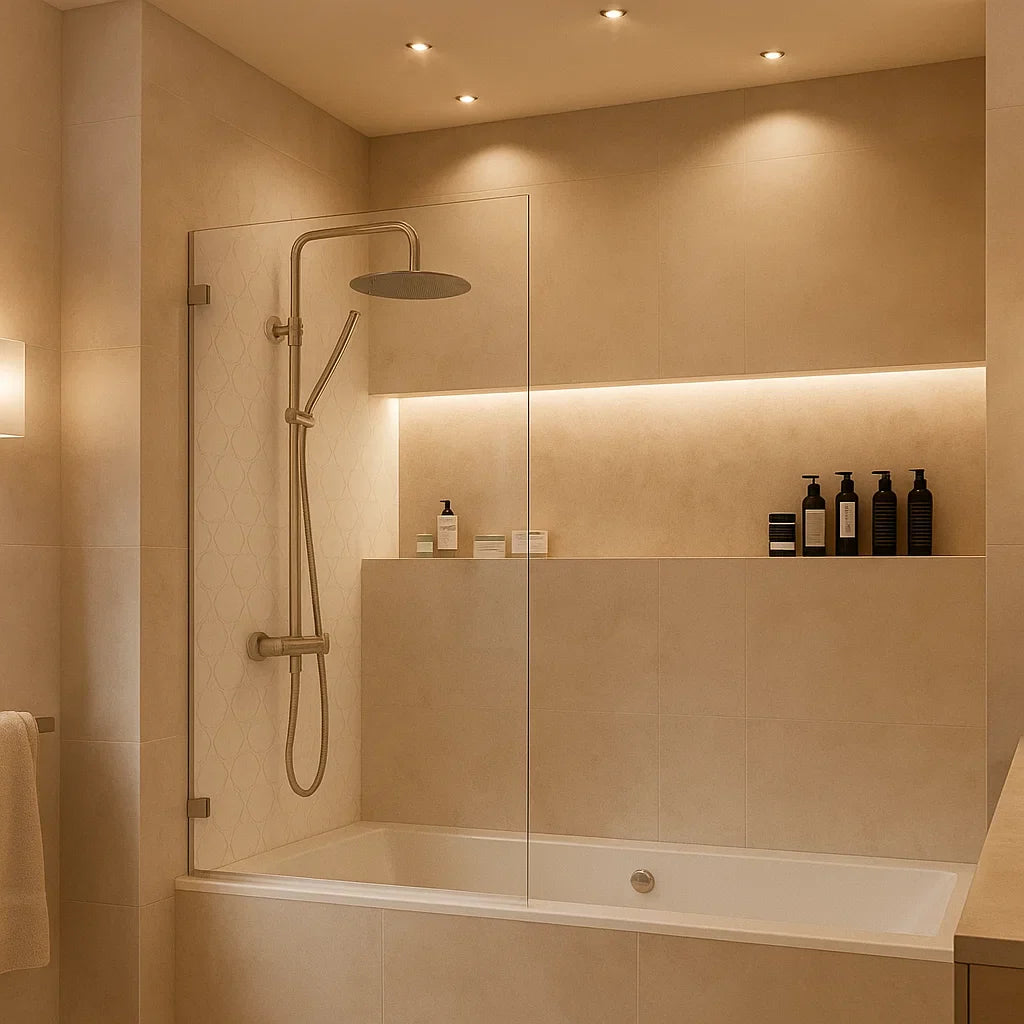 Mampara de bañera Zahara Becrisa, panel con bisagra cromo abatible, diseño premium y singular, Errefe Home