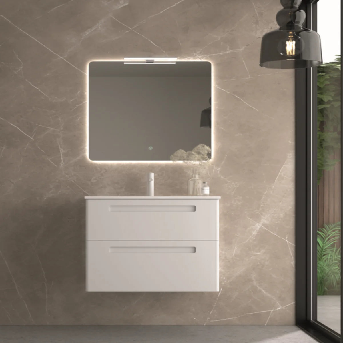 Mueble de baño 60 cm Paris 2 cajones suspendidos color blanco Avila Dos Errefe Home