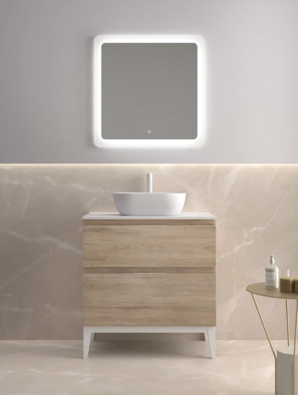 Mueble de baño TRENDY COLLECTION modelo Advance de 2 cajones con bancada Stiletto y lavabo sobre encimera blanco