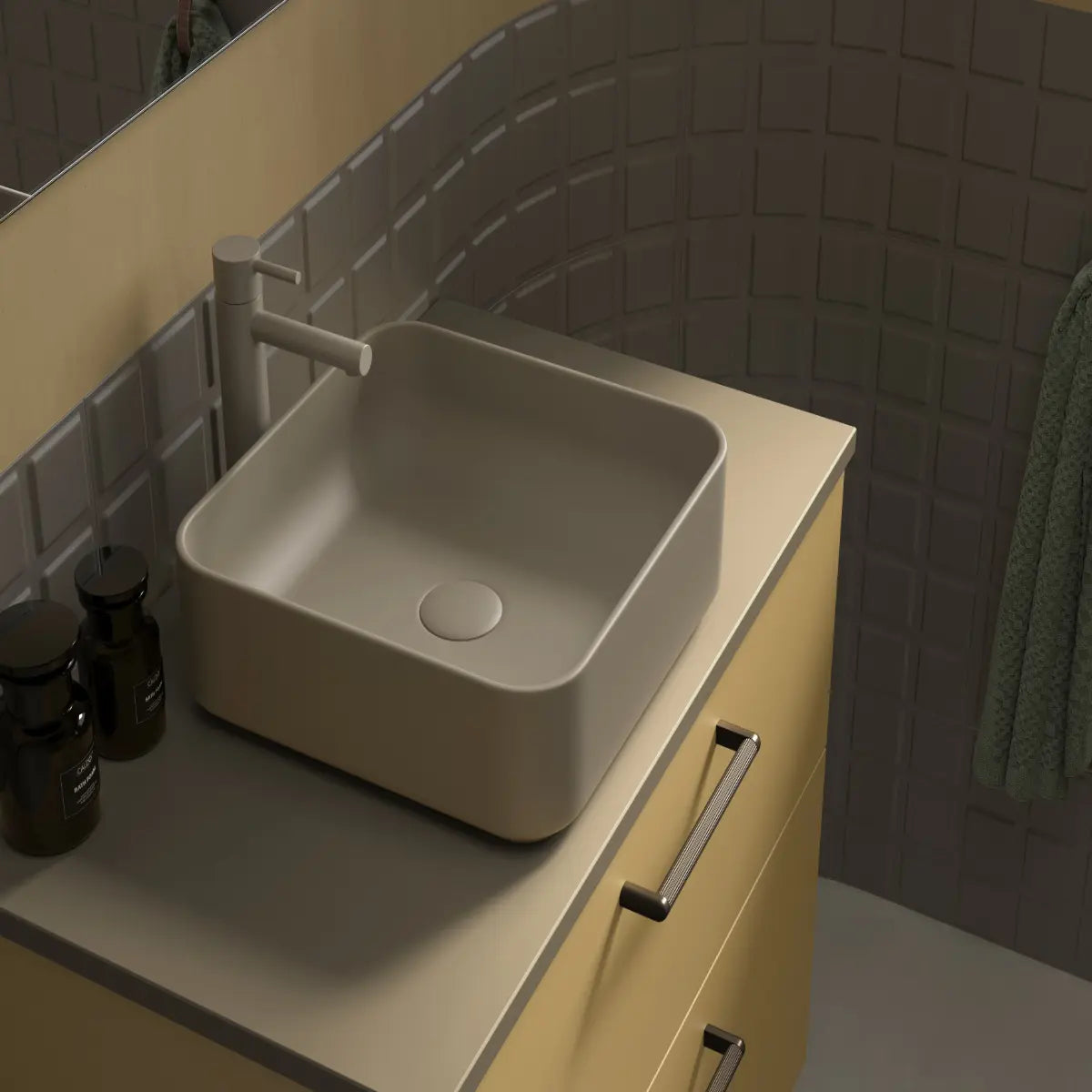 Mueble de baño 2 cajones con lavabo sobre encimera moderno Avila Dos Errefe Home