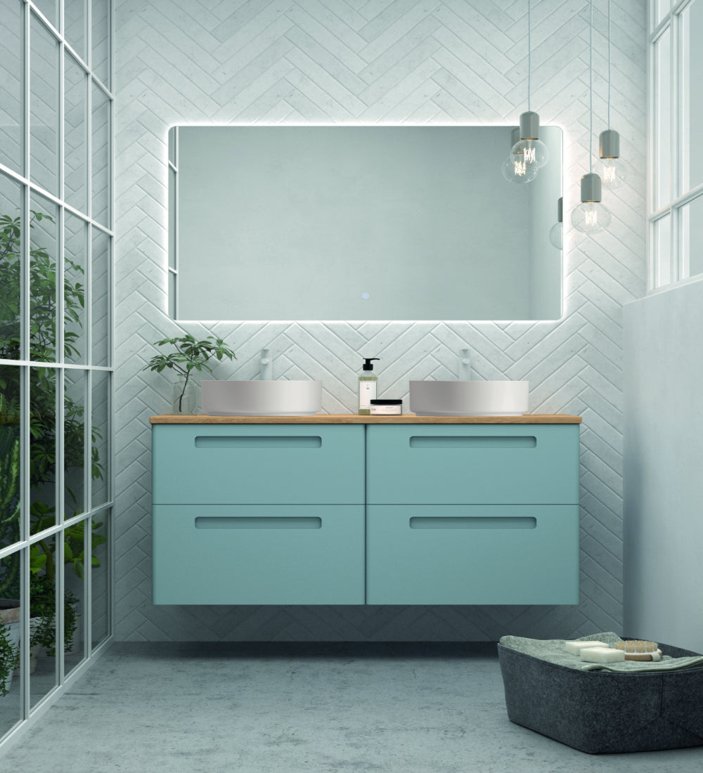 Mueble baño Avila2 París modelo 4 cajones  con 2 lavabos sobre encimera diseño elegante moderno Errefe Home