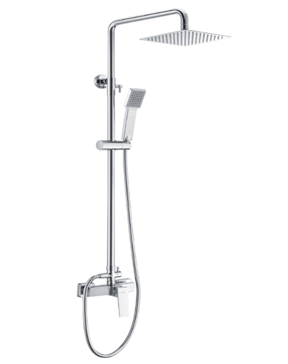 Columna de ducha monomando cromado serie Art grifería moderna baño elegante Errefe Home
