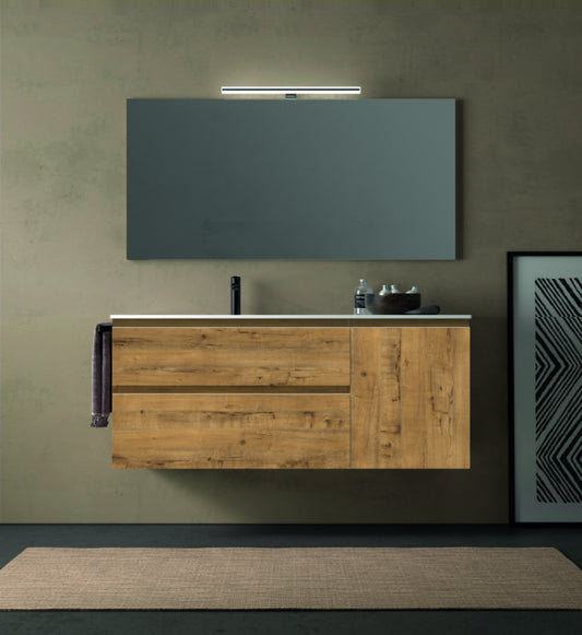 Mueble baño Carmen madera 18 lavabo integral 2 cajones 1 puerta suspendidos Avila Dos Errefe Home