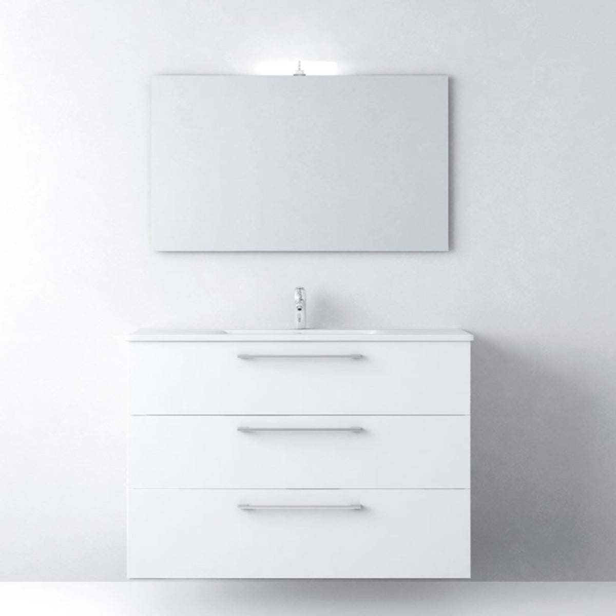 Mueble baño Carmen lacado blanco 70 lavabo integral 1 seno 3 cajones suspendidos Avila Dos Errefe Home