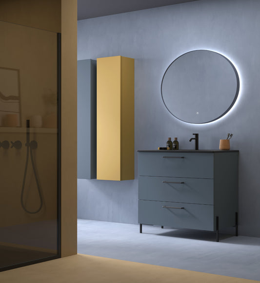 Mueble baño Carmen lacado azul 52 lavabo integrado 3 cajones patas LUNGO Avila Dos Errefe Home