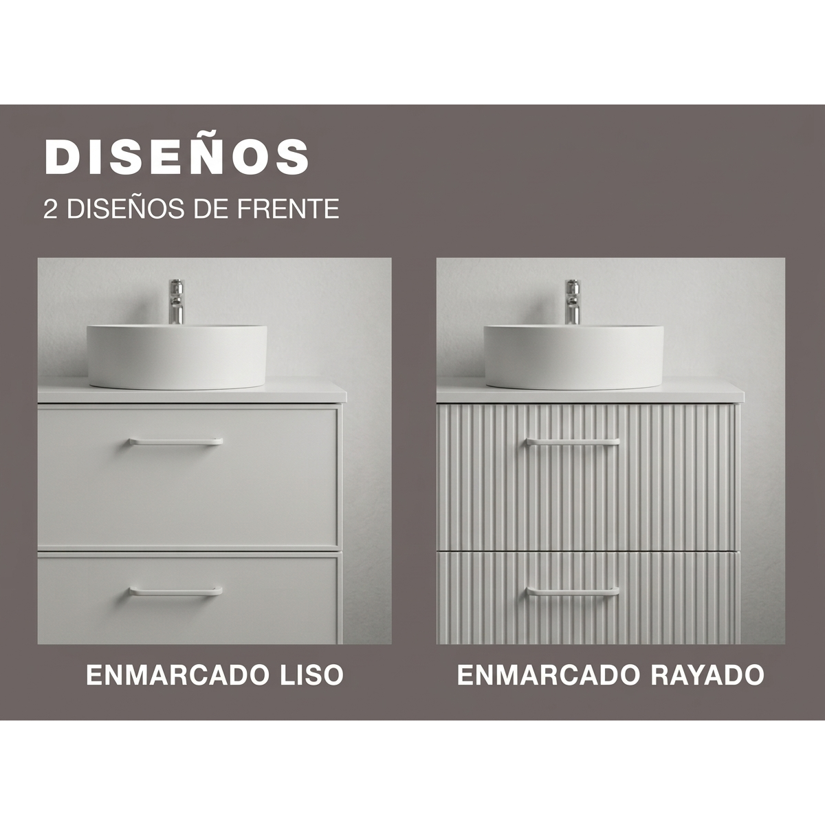 Diseños de Frente de cajones Colección BLANCA, Liso y Rayado. Avila Dos - Errefe Home 