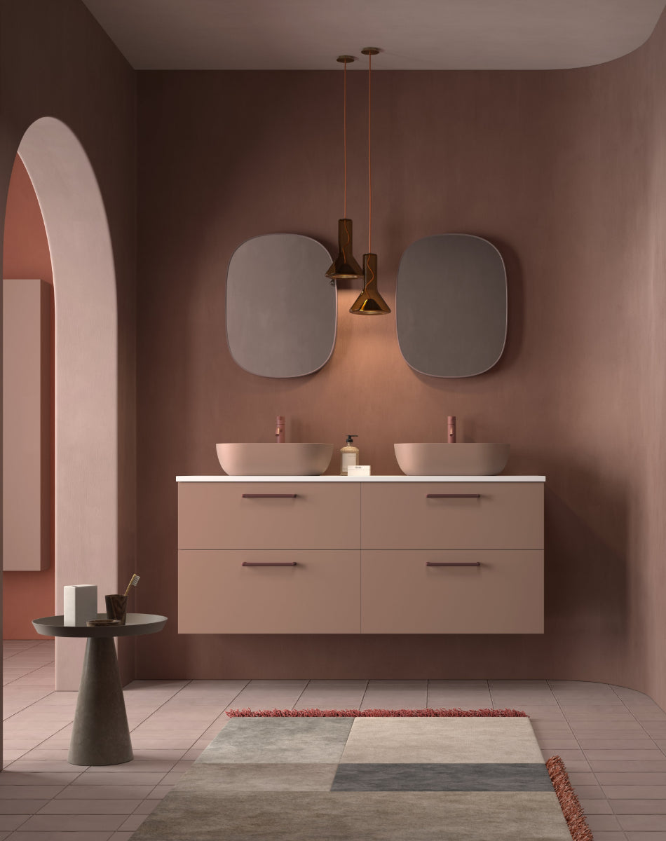 Diseño Drenching de mueble de baño 4 cajones sobre encimera con lavabo Kolores Colección Paris Avila Dos – Errefe Home