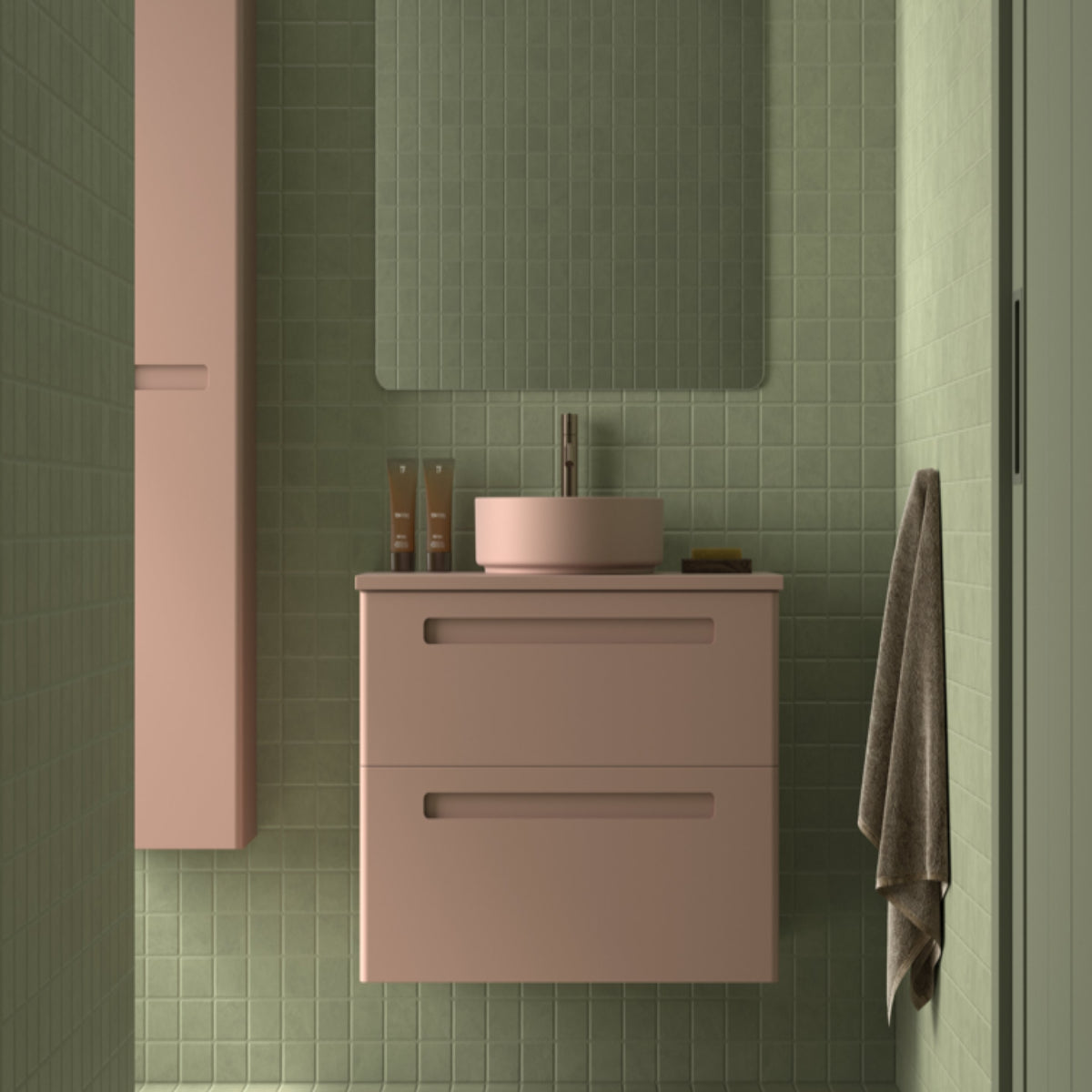 Encimera lacada color coral para muebles de baño PARIS Avila Dos, Errefe Home