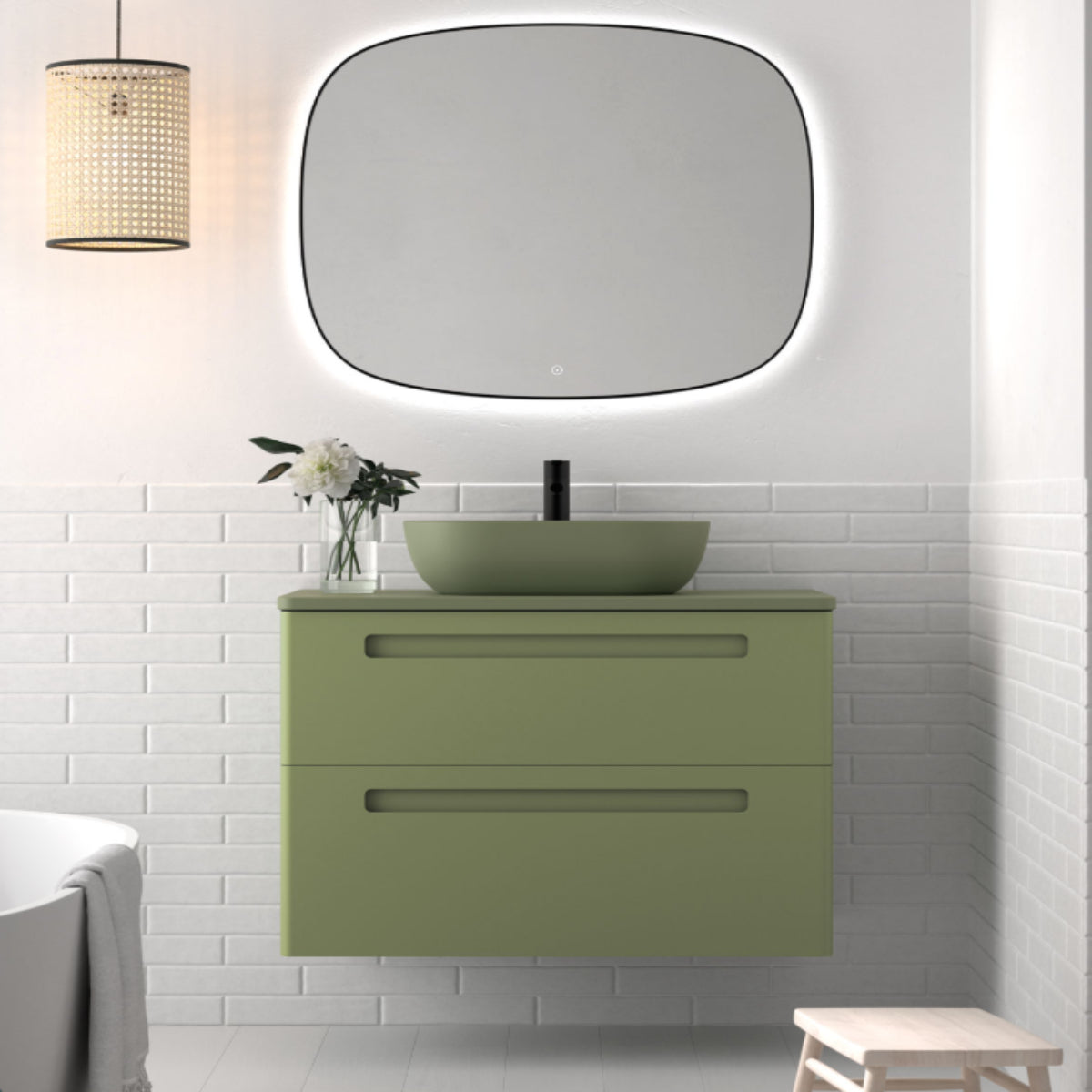 Encimera lacada color verde para muebles de baño PARIS Avila Dos, Errefe Home