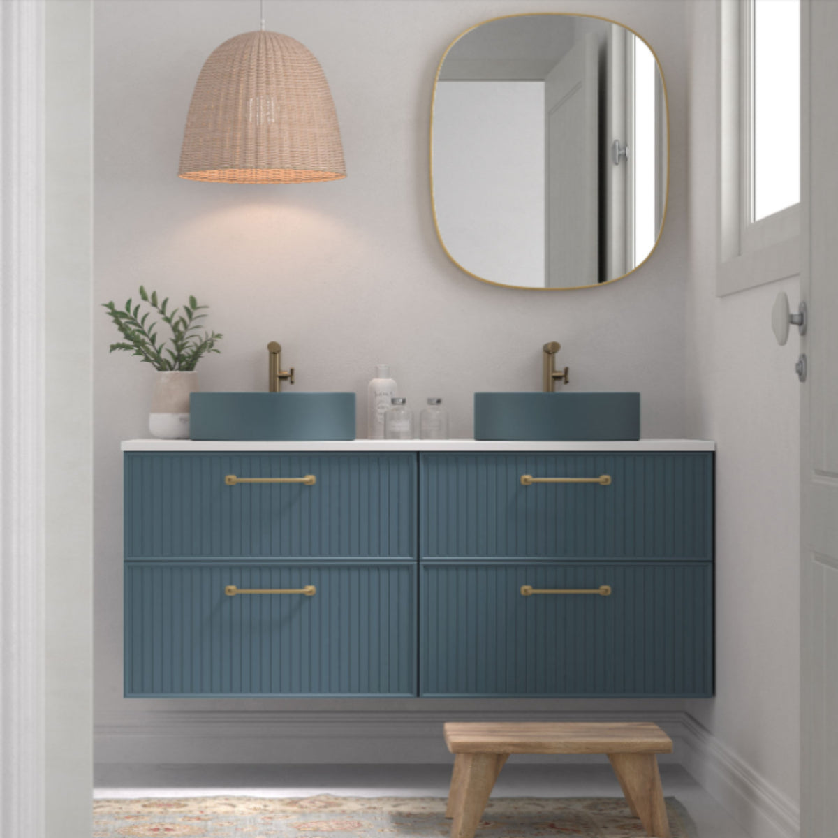 Acabado encimera laminada color blanco 3 para muebles de baño BLANCA Avila Dos, Errefe Home