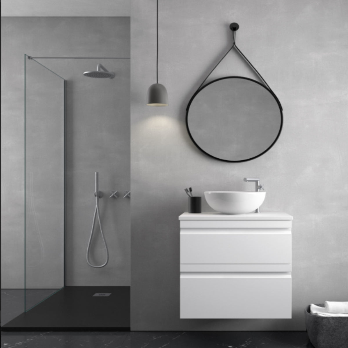 Encimera de PET color blanco para muebles de baño Avila Dos, Errefe Home