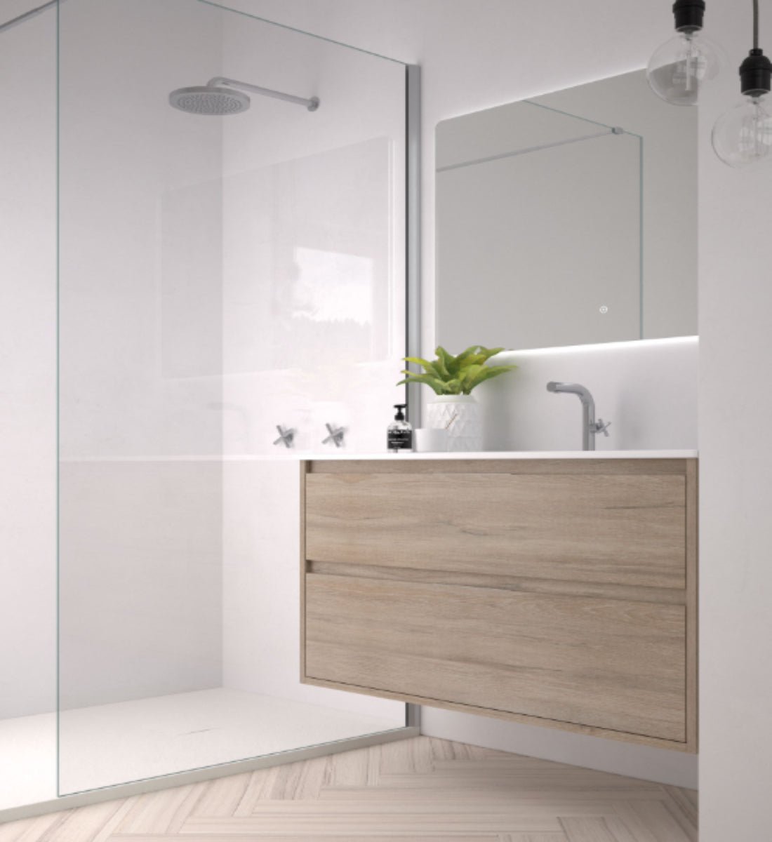 Lateral mueble baño Carmen madera 5 lavabo integrado 2 cajones Avila Dos Errefe Home