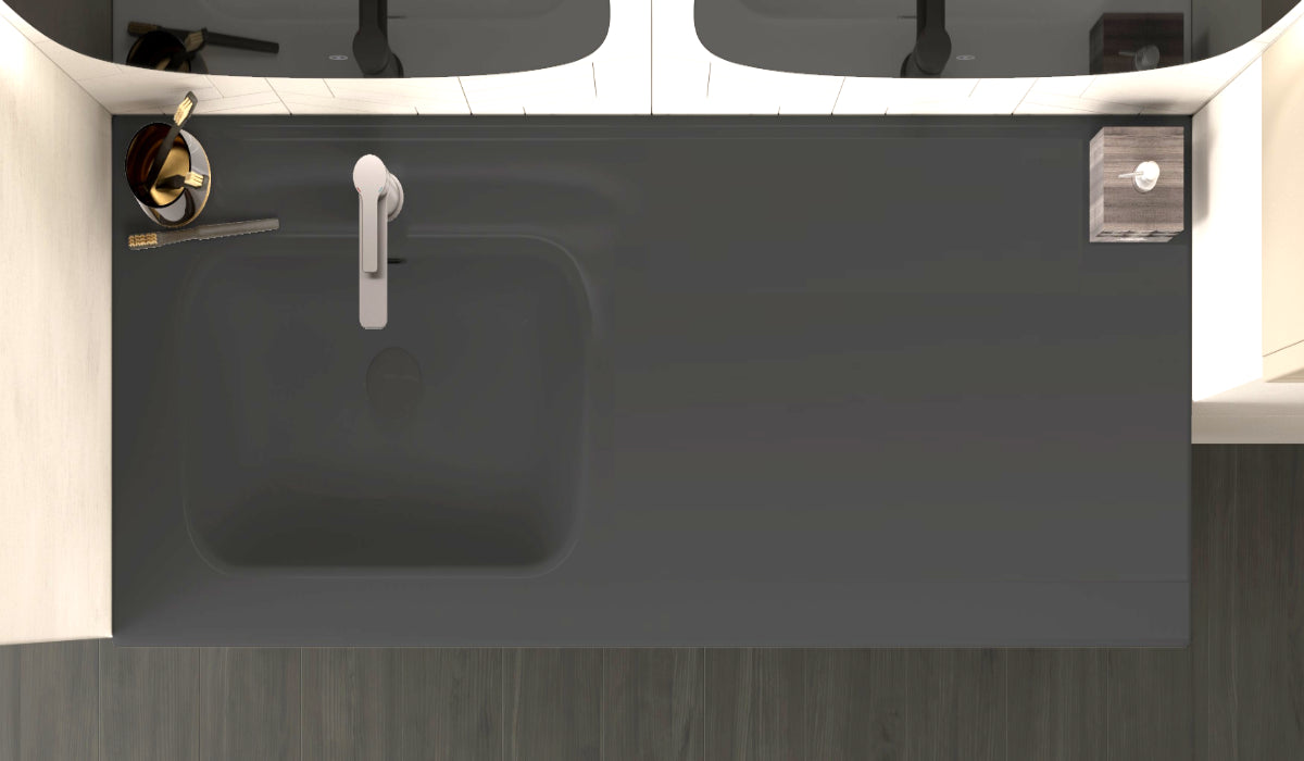 Lavabo Aire integrado 1 seno desplazado color negro mate, Avila Dos Errefe Home