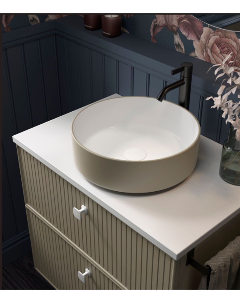 Mueble baño 2 cajones lavabo sobre encimera blanco almacenamiento moderno Errefe Home