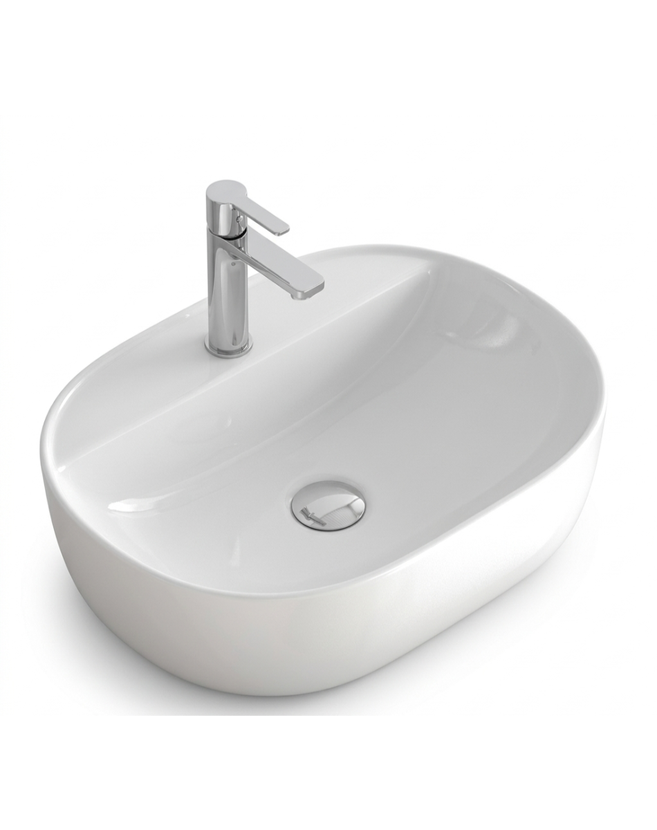 Lavabo de porcelana blanco OVALADO GRIFO de 50 x 38 x 12 cm. Avila Dos - Errefe Home