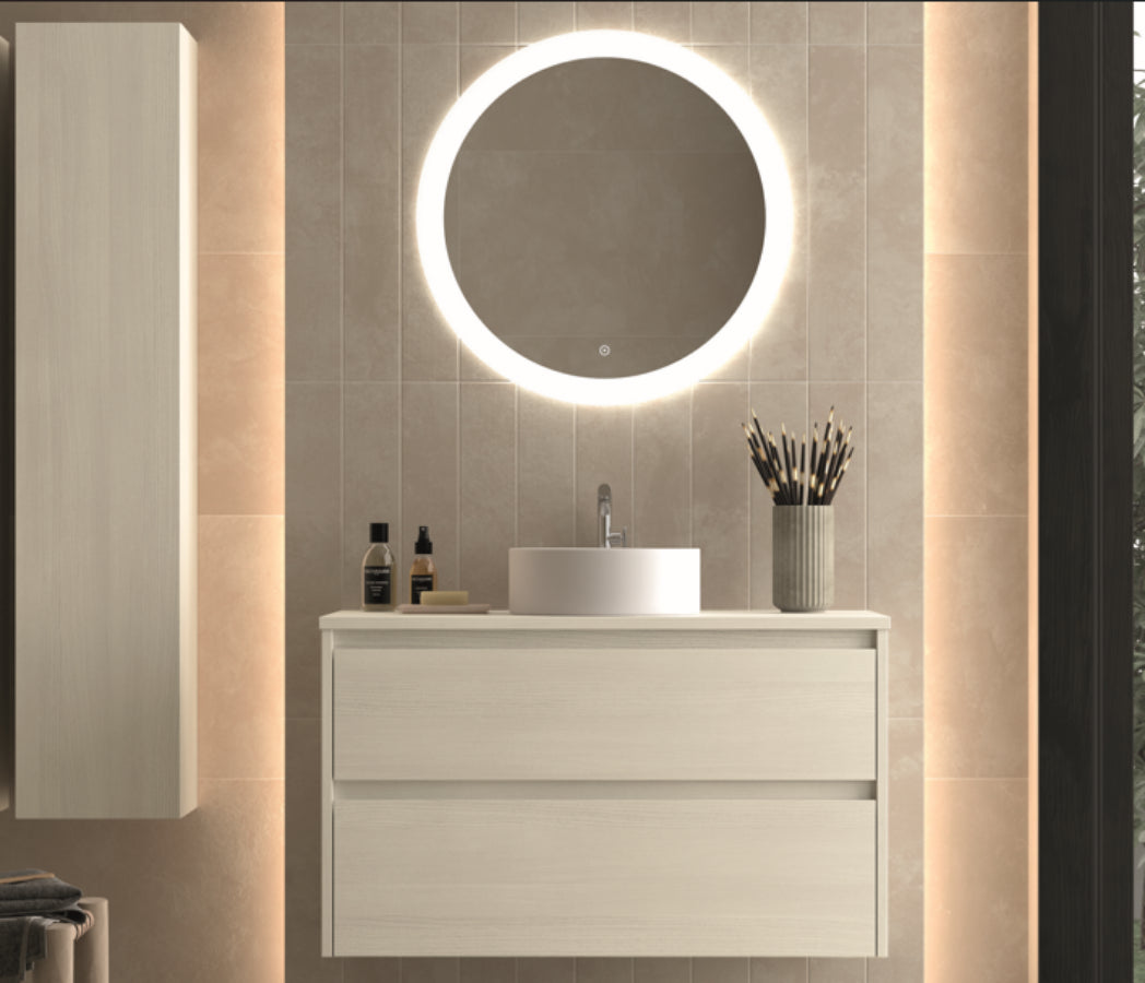 Lavabo CIRCULAR sobre encimera color blanco mueble de baño Carmen Avila Dos, Errefe Home