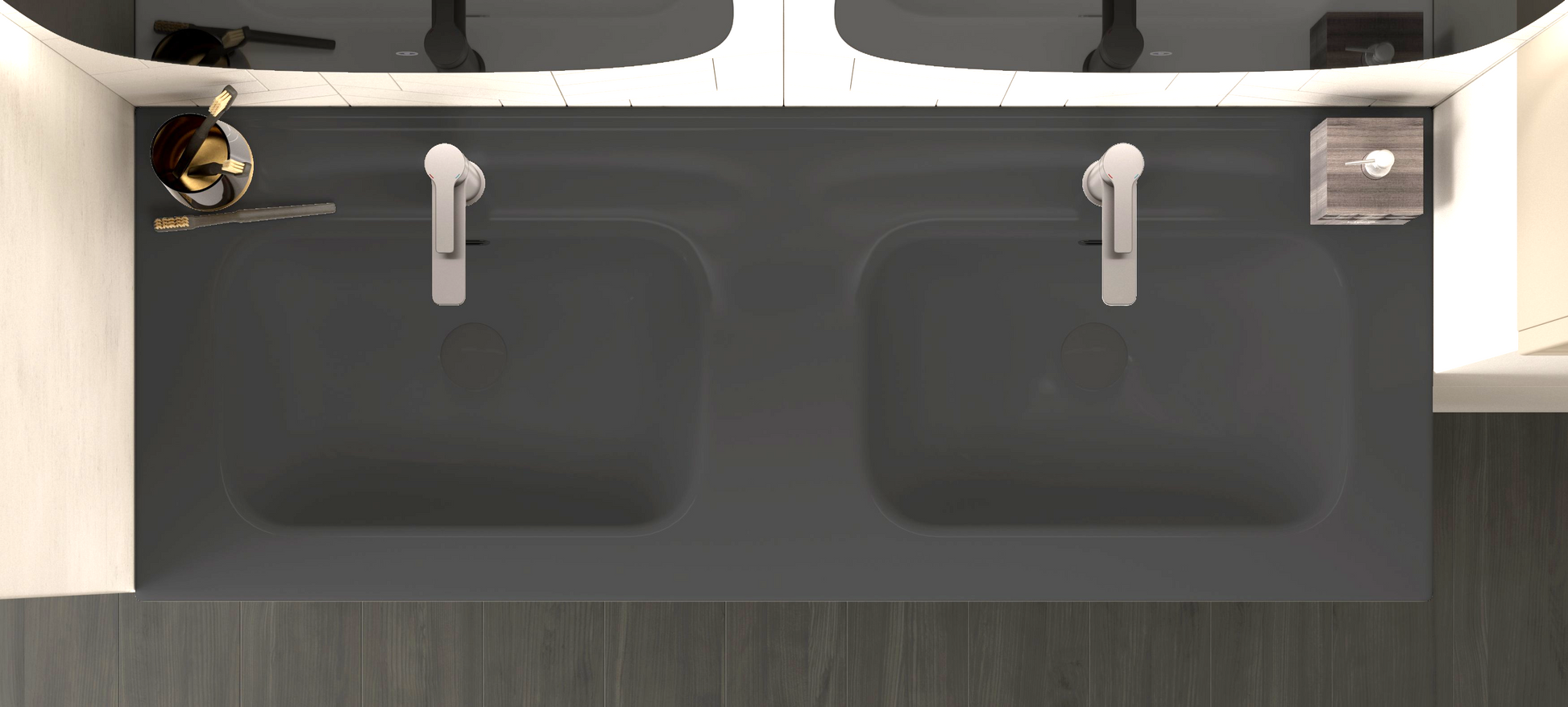 Lavabo Aire 2 senos porcelana negro mate Avila Dos Errefe Home