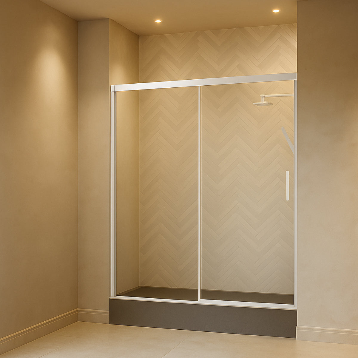 Mampara de bañera YAIZA Becrisa 1 fijo+1 puerta corredera, vidrios transparentes, perfil blanco, diseño minimalista Errefe Home