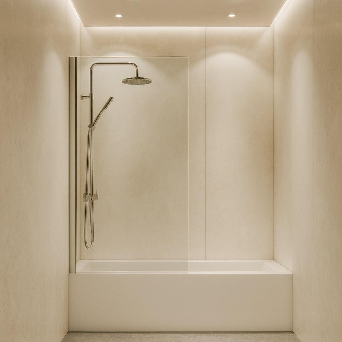 Mampara de bañera DENIA Becrisa panel transparente abatible, perfil cromo, diseño practico, Errefe Home