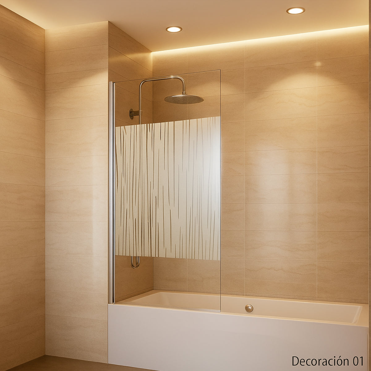 Mampara de bañera DENIA Becrisa panel decorativo abatible, perfil cromo, diseño practico y bonito, Errefe Home