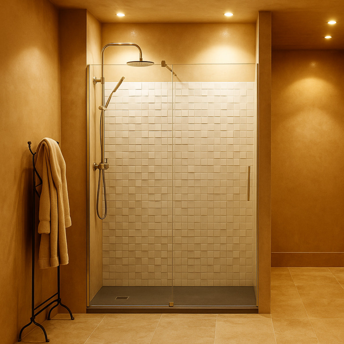 Mampara de ducha Ronda Becrisa frontal 1 corredera + 1 fijo, acabado titanio premium. Elegante y sobria, Errefe Home