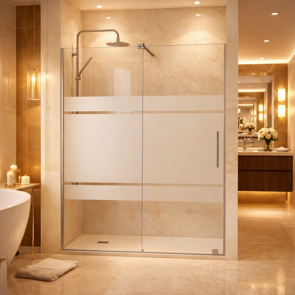 Vidrio decorativo para mampara de baño Becrisa, modelo 05, acabado exclusivo y premium, Errefe Home