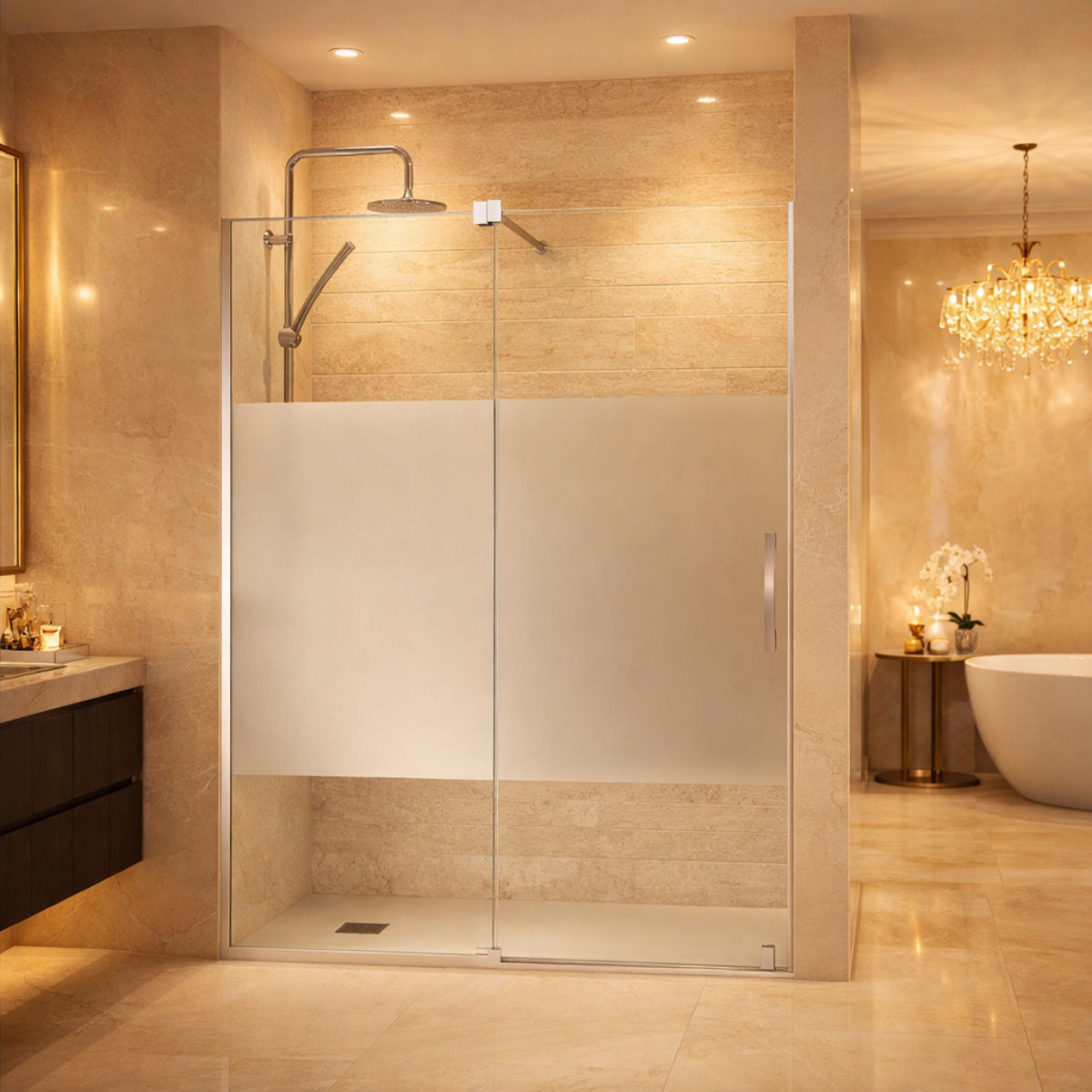 Vidrio decorativo para mampara de baño Becrisa, modelo 03, estilo elegante y exclusivo, Errefe Home