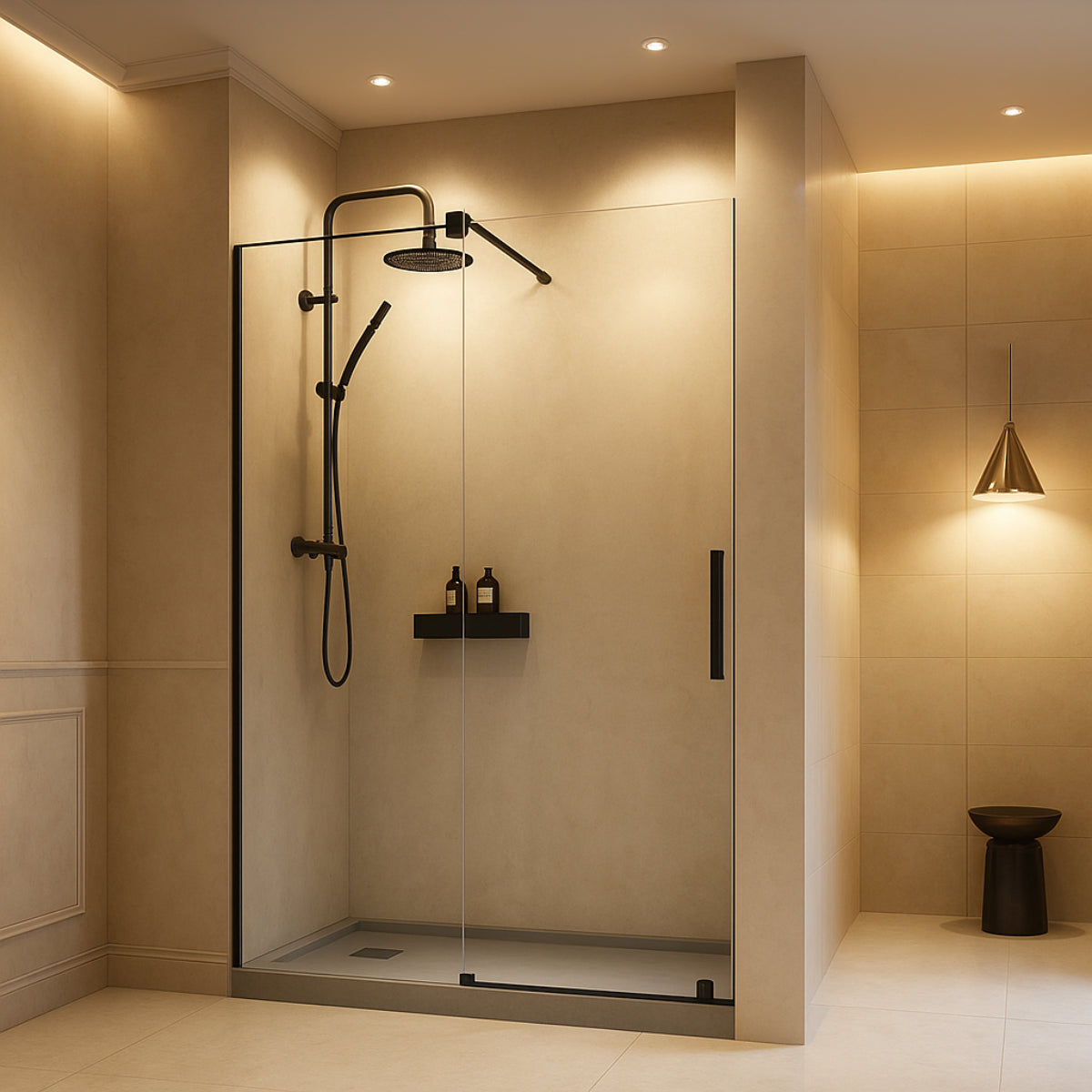 Cargar video: Mampara de baño 1 puerta corredera + 1 fijo modelo Ronda