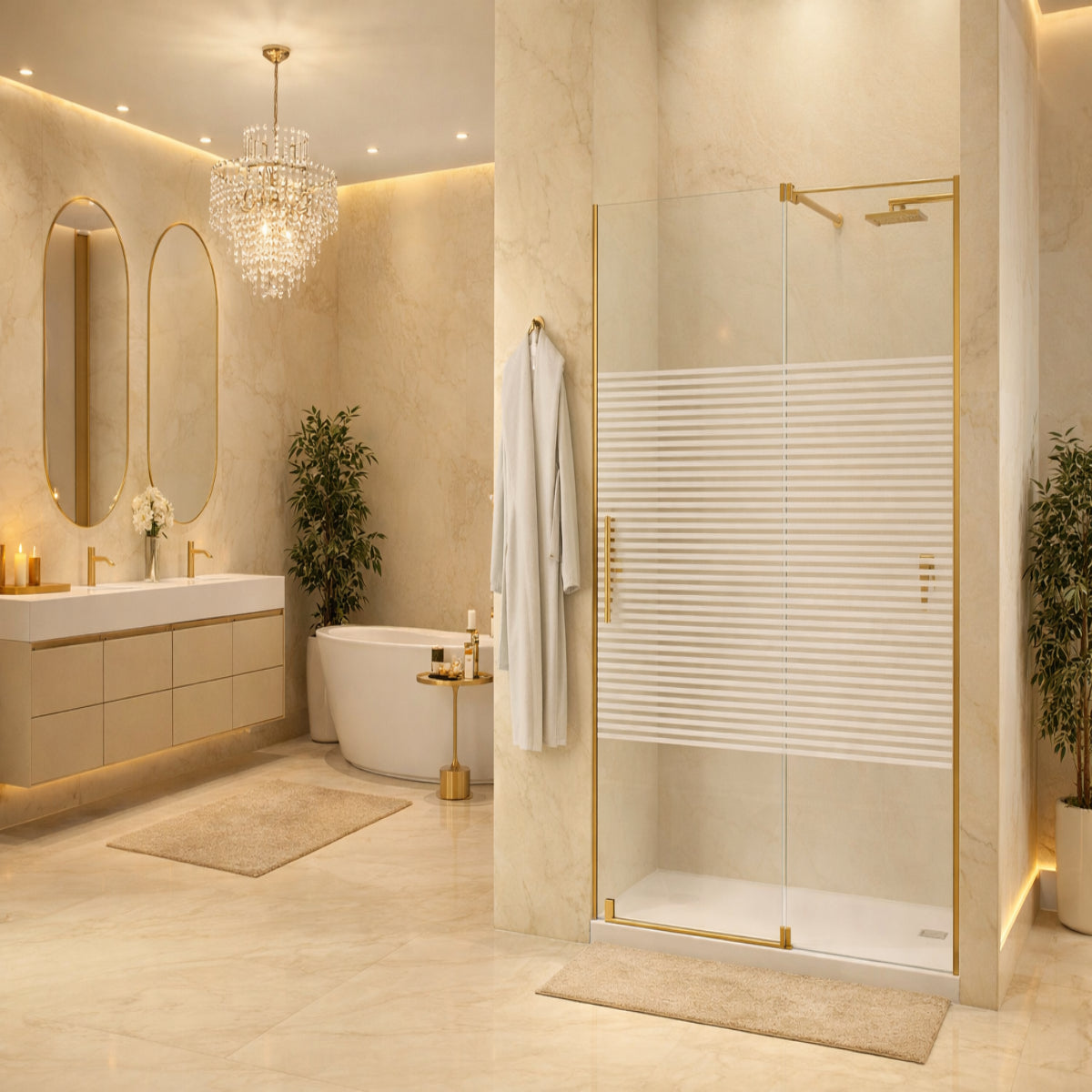 Vidrio decorativo para mampara de baño Becrisa, modelo 02, acabado premium y refinado, Errefe Home