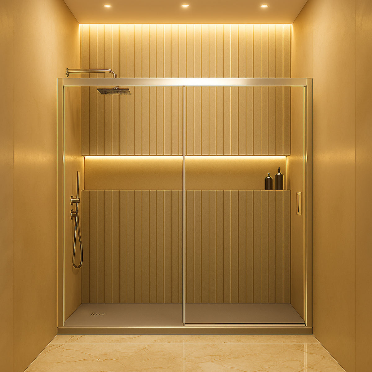 Mampara de ducha Tokio Becrisa, 1 corredera + 1 fijo, perfil en cromo, cristal transparente, diseño equilibrado y sobrio, Errefe Home