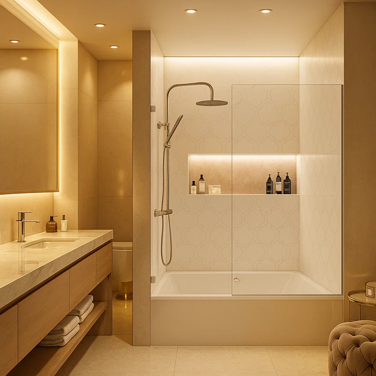 Mampara de bañera abatible Zahara, Becrisa, 1 puerta abatible, perfil y bisdagras en cromo, diseño elegante y exclusivo, Errefe Home