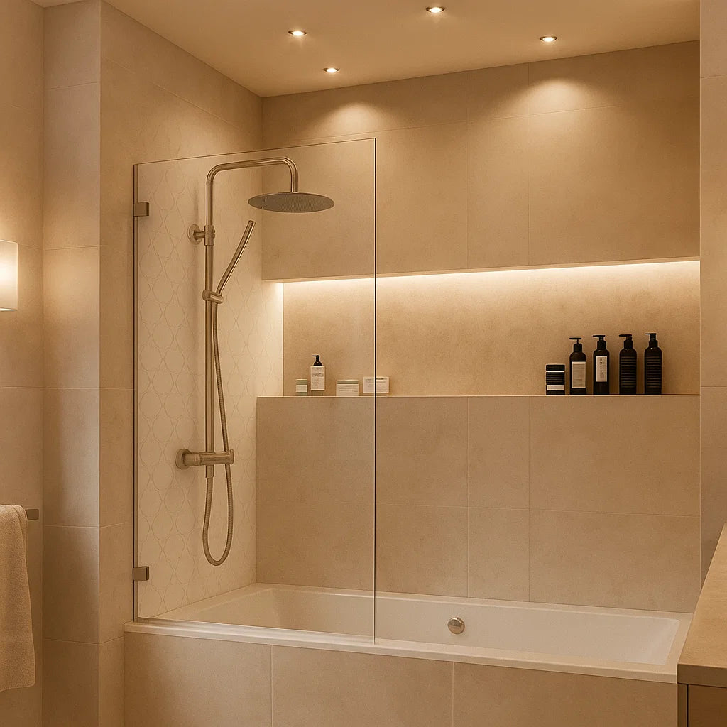 Mampara de bañera abatible Zahara, Becrisa, 1 puerta abatible, perfil y bisdagras en cromo, diseño elegante, Errefe Home