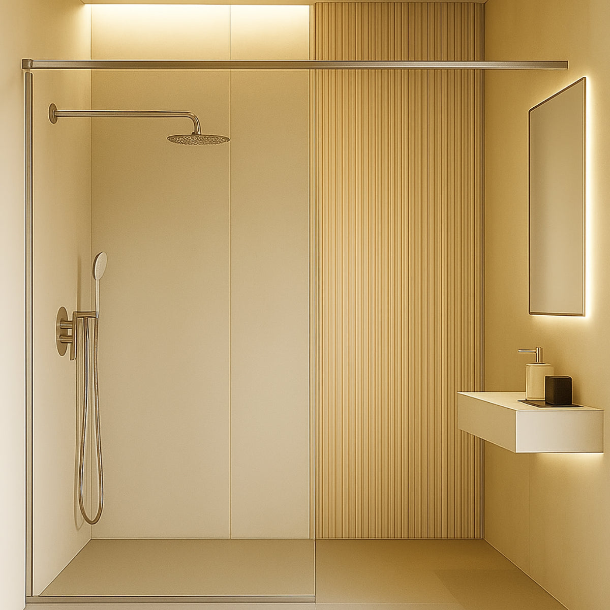 Mampara de ducha Fresh Salomon Kassandra, vidrio fijo con barra, perfil inox brillo, estilo elegante y duradero, Errefe Home