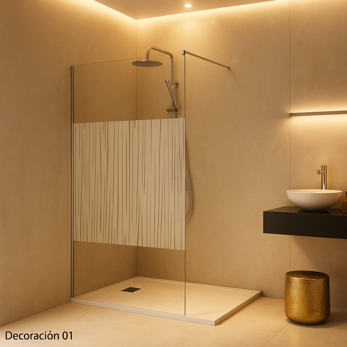 Mampara de ducha Manacor Becrisa, vidrio fijo decorativo con perfil en cromo, estilo elegante y práctico, Errefe Home
