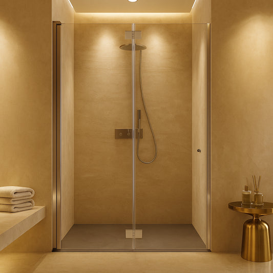 Mampara de ducha Nijar, Becrisa, 2 puertas plegables, perfil y bissagras en cromo, diseño elegante y practico, Errefe Home