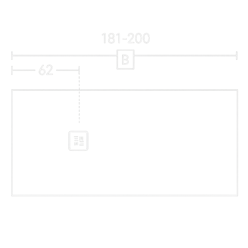 Medidas plato de ducha 181-200. Fondo transparente. Rejilla. Errefe Home