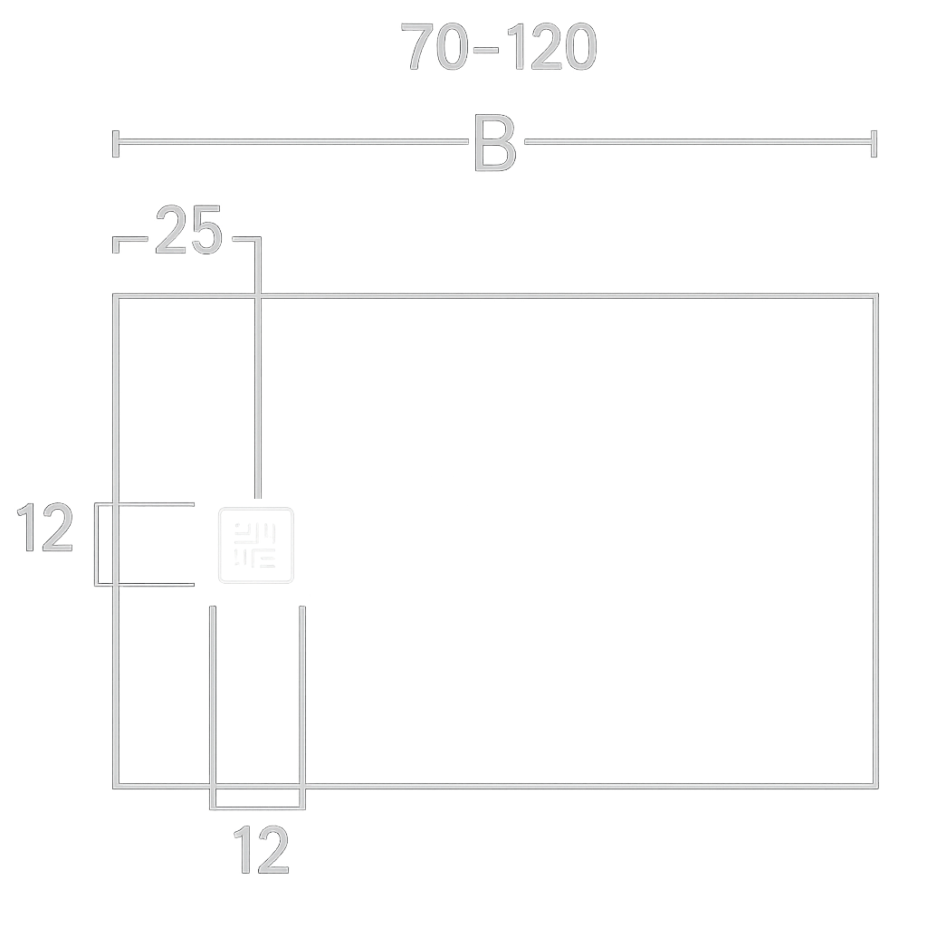Medidas plato de ducha 70-120. Fondo transparente. Rejilla. Errefe Home