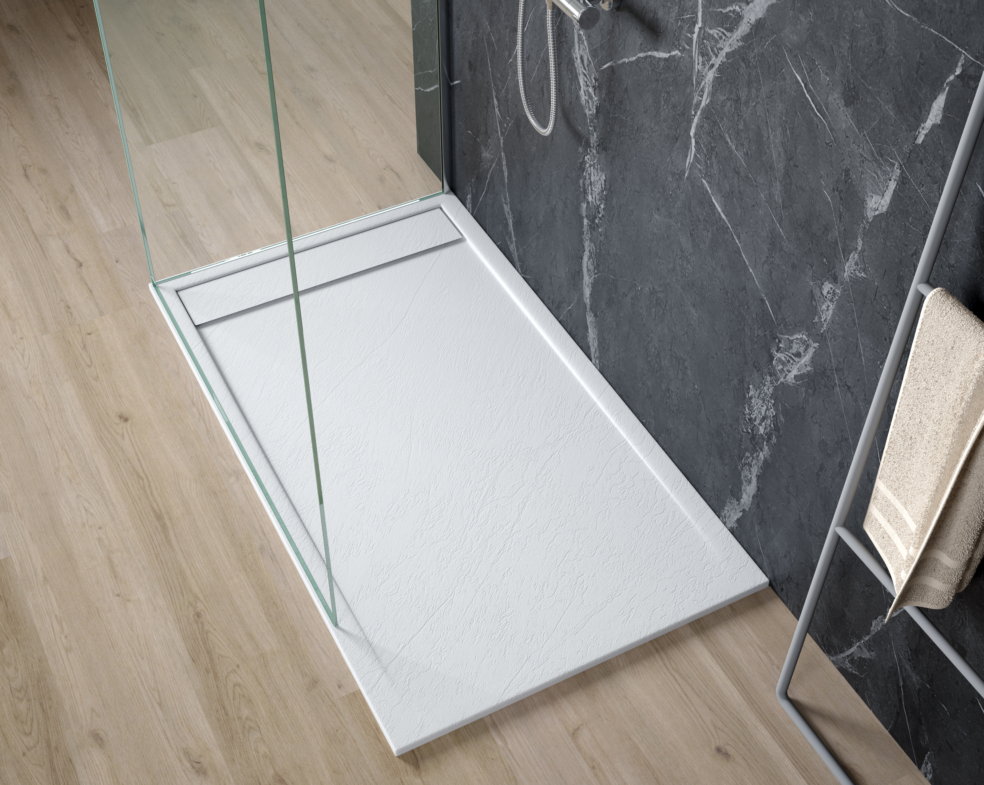 Plato de ducha Stone Quartz Mérida acabado Pizarra Becrisa, color Blanco, luminoso, premium y ligero, Errefe Home