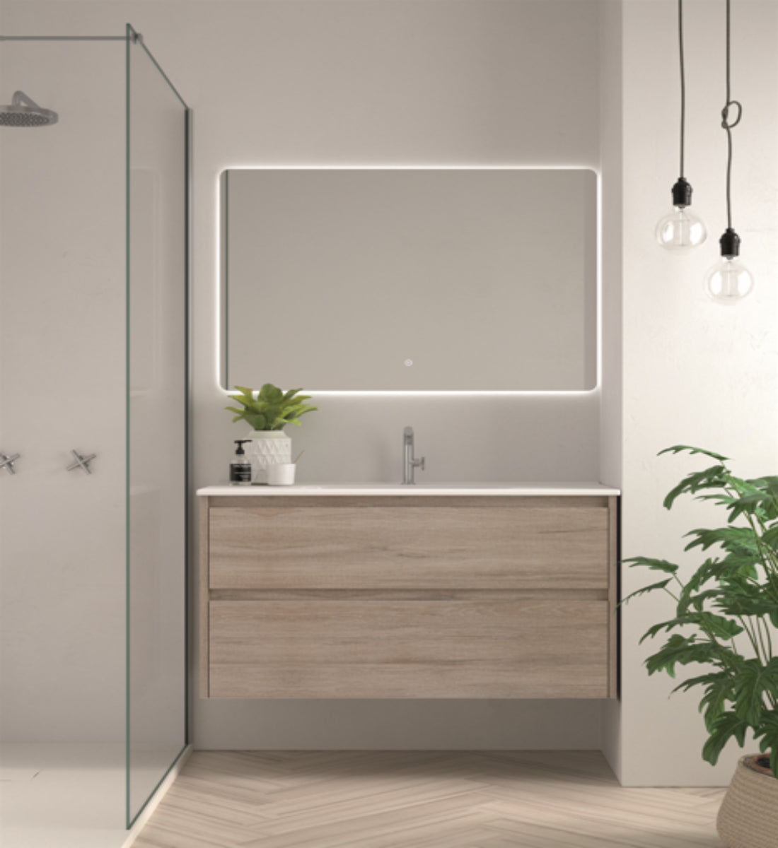 Costado mueble baño Carmen madera 5 lavabo integrado 2 cajones Avila Dos Errefe Home